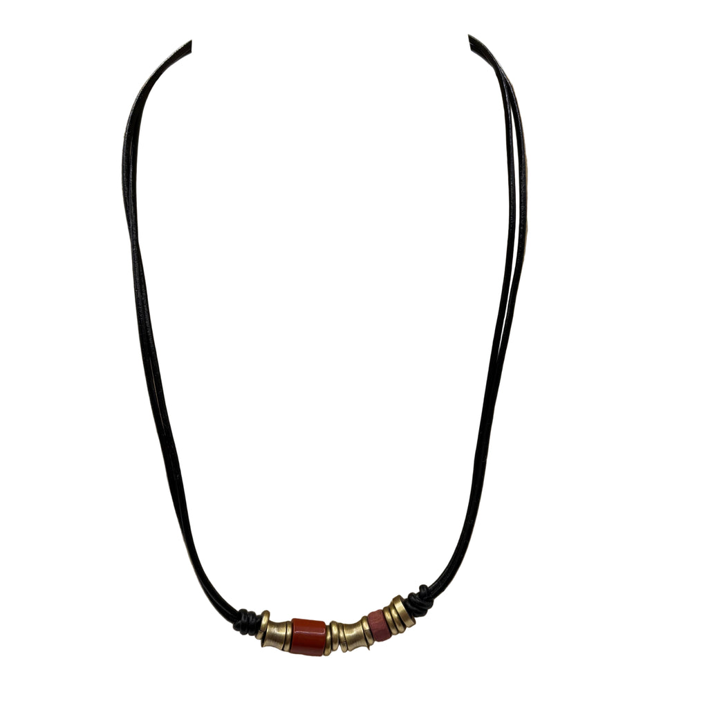 Collier cuir et pierres naturelles