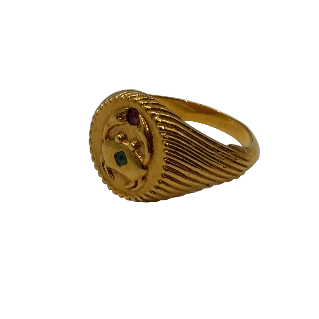 Chevalière Crabe et pierres semi précieuses